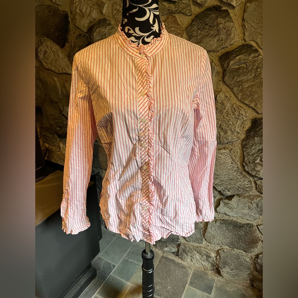 Lilly Pulitzer Pink & White Button Down Shirt 8